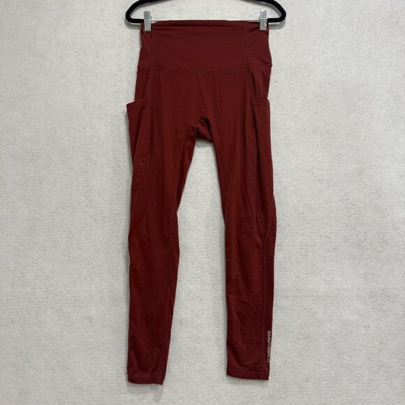 Gymreapers Leggings Womens Medium Red High Rise Pocket Athletic Yoga Pants - Picture 1 of 10